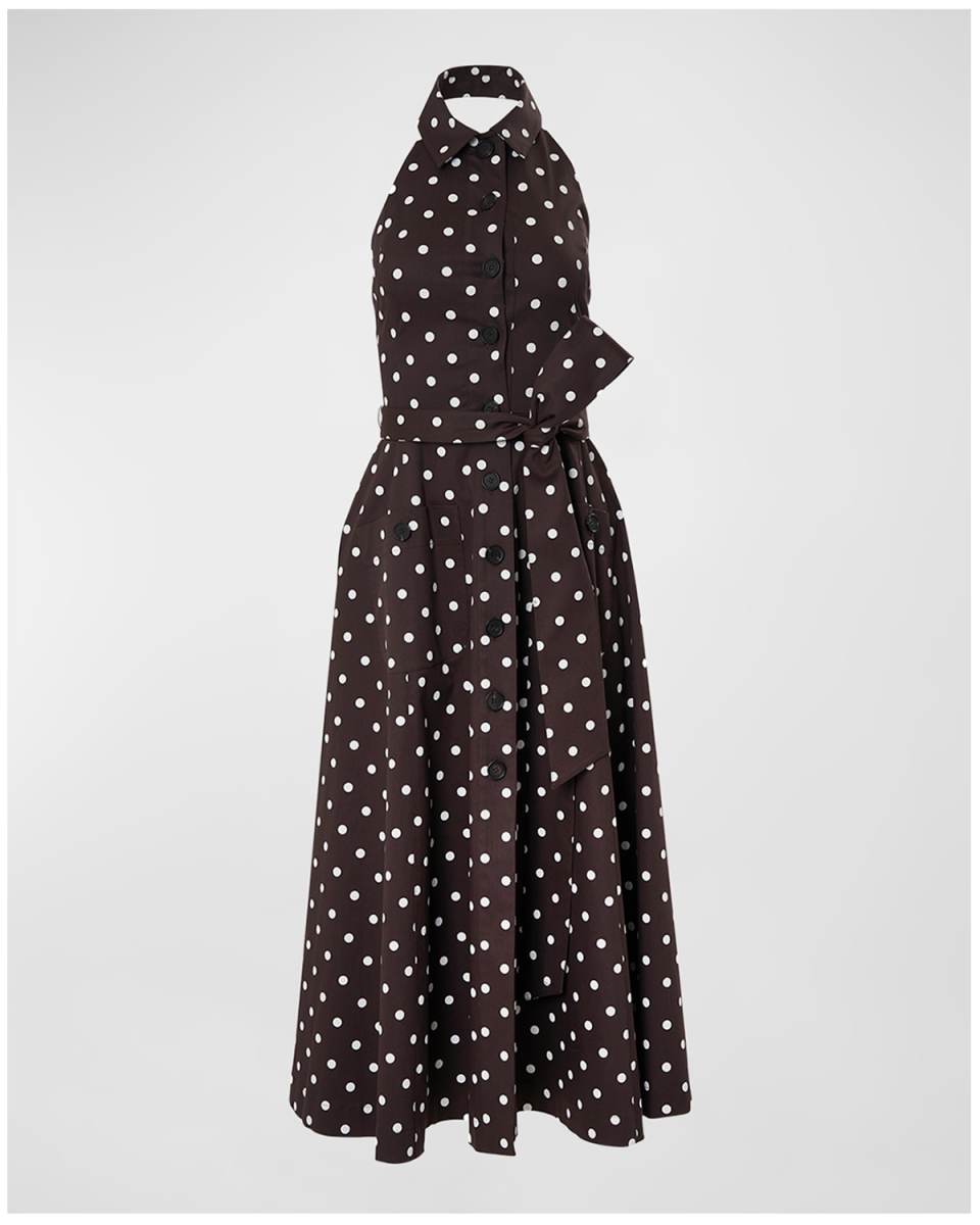 Polka-Dot Shirtdress with Tie Belt